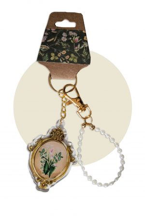 Porte-clefs cadre ancien avec fleurs et perles