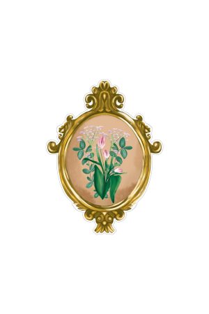 Sticker cadre ancien et fleurs printanières